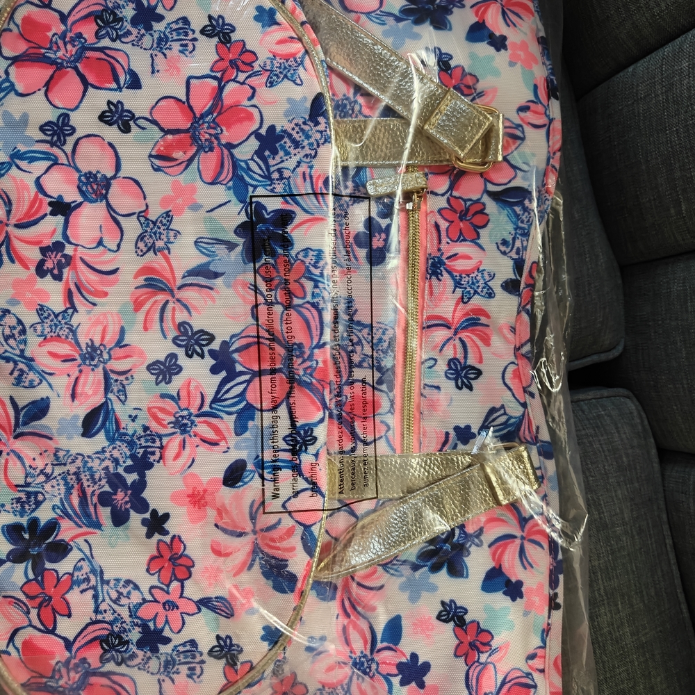 Lilly Pulitzer Pink, Blue & Gold Floral Tote